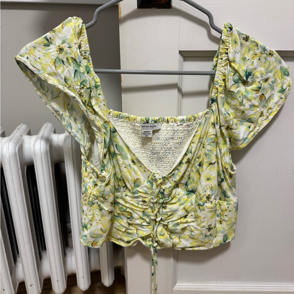 American Eagle Outfitters Flutter Sleeve Corset Blouse